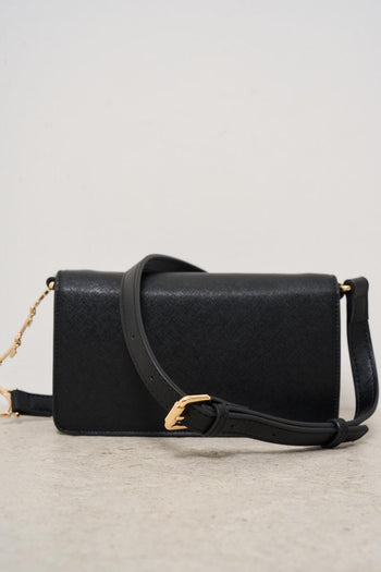 Borsa donna nera con accessorio logo tracolla - 4