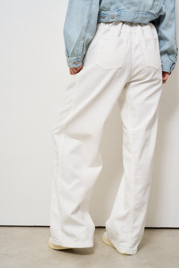Jeans donna a palazzo in denim bianco - 3