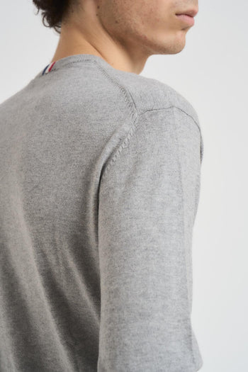 Maglia uomo girocollo cotone e cashmere grigio - 5