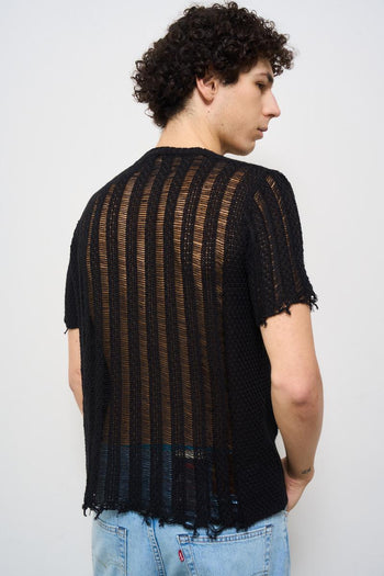 Maglia uomo traforata nera - 4