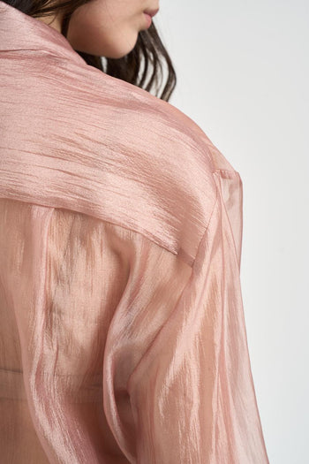 Camicia donna leggera effetto satinato rosa - 4