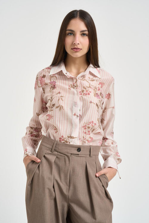 Camicia donna floreale rosa - 1