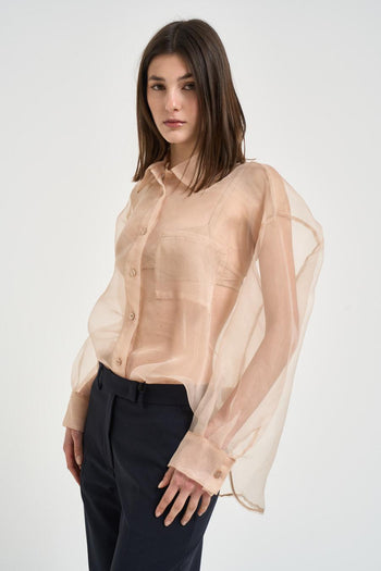 Camicia donna trasparente sabbia - 3
