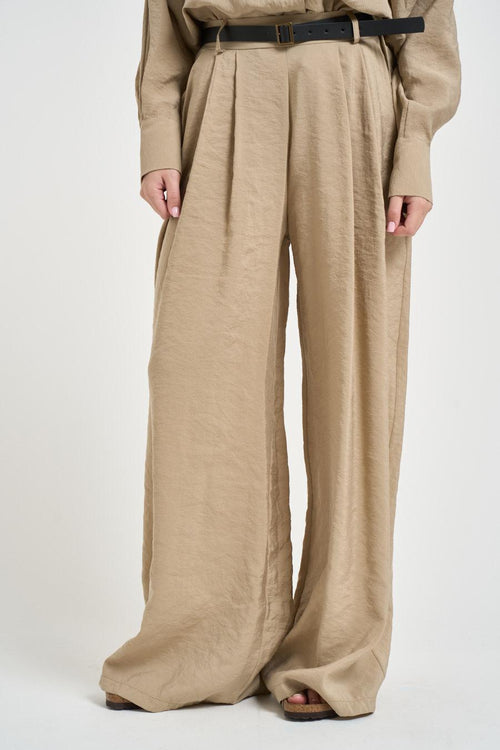 Pantalone donna gamba ampia sabbia