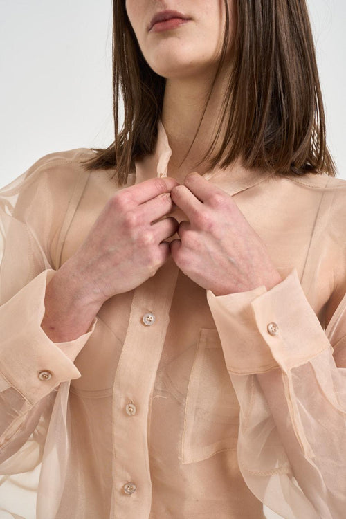 Camicia donna trasparente sabbia - 2