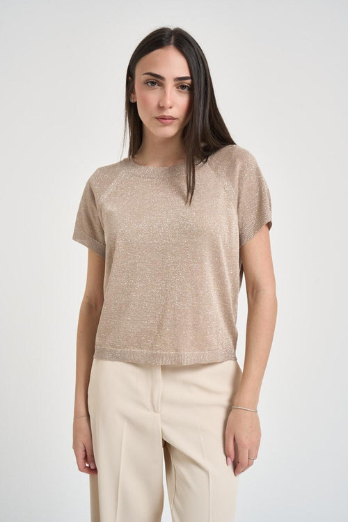 T-shirt donna in maglia oro