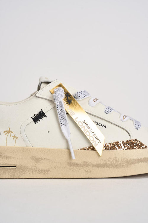 Sneakers donna SK8 bianche e glitter oro - 2