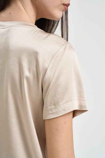Blusa donna satinata beige - 4