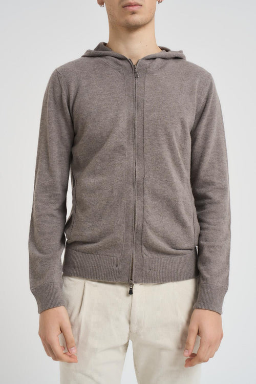 Maglia uomo con cappuccio tortora