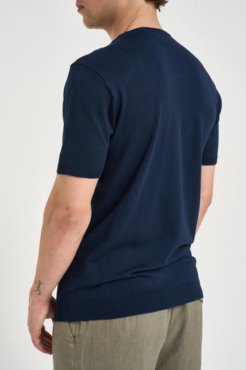 T-shirt uomo in maglia blu navy - 5