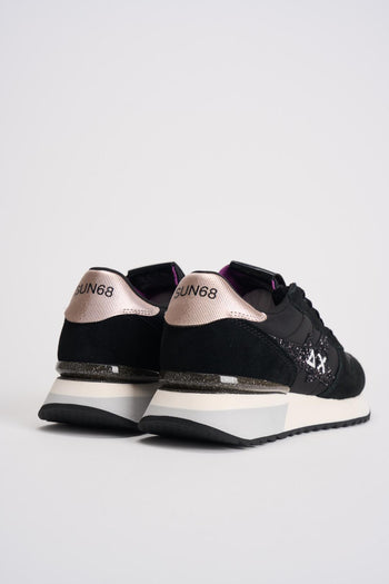 Sneakers donna nera con glitter neri - 6