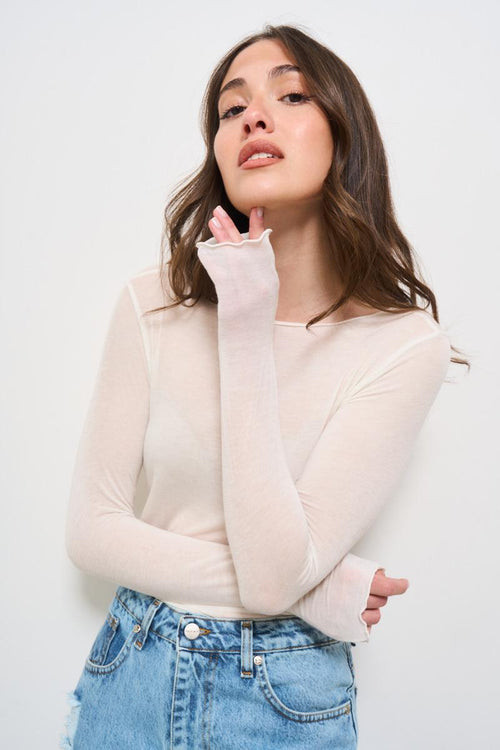 Maglia donna semitrasparente bianca - 2