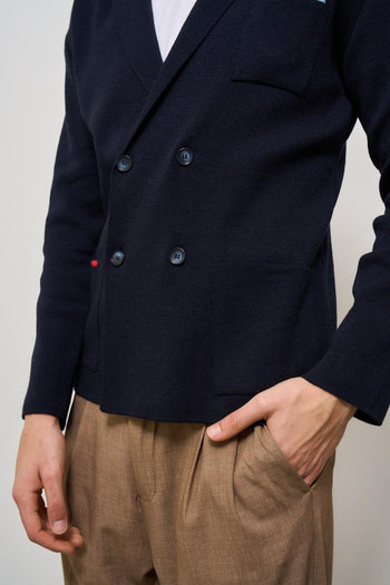Giacca uomo in maglia doppiopetto blu - 3