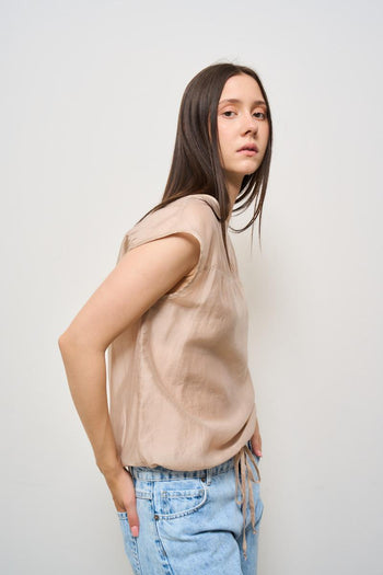 T-shirt donna girocollo beige - 4