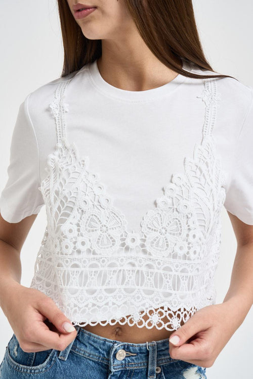 T-shirt donna cropped bianca - 2