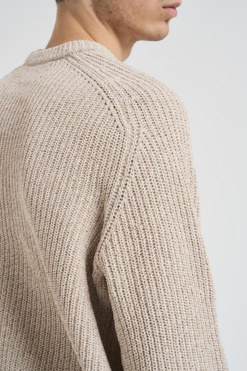 Maglia uomo girocollo a costine beige - 4