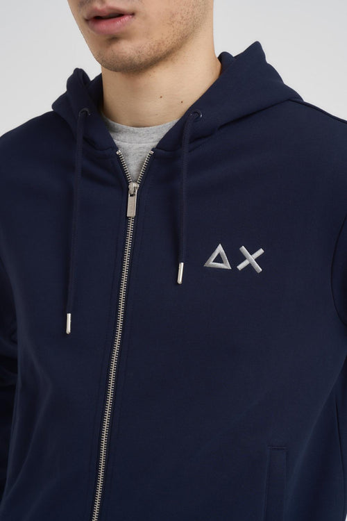 Felpa uomo con zip blu notte. - 2