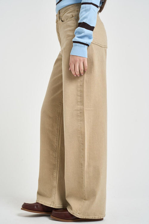 Jeans donna gamba dritta in denim beige<BR/> - 2