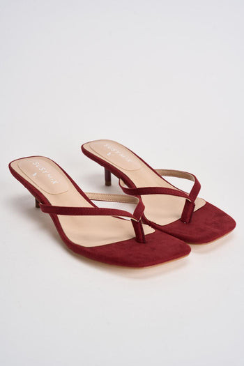 Sandali donna infradito in suede rosso - 3