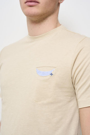 T-shirt uomo girocollo beige - 3