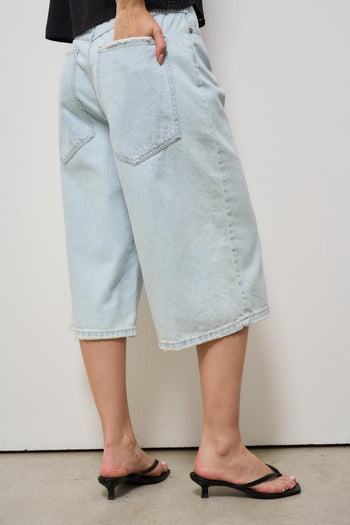 Bermuda donna in denim chiaro - 5