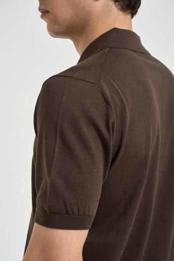 Polo uomo in maglia marrone - 4