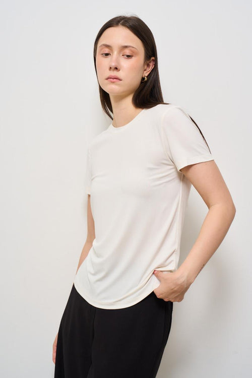 T-shirt donna girocollo bianca - 2