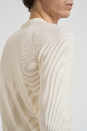 Maglia uomo girocollo a coste panna - 5