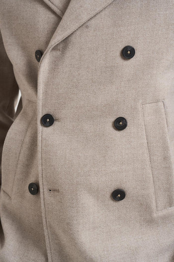 Cappotto uomo corto doppiopetto beige - 3