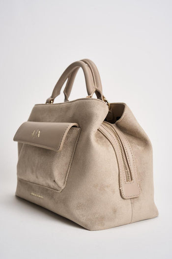 Borsa donna a mano in suede beige - 3