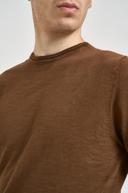 T-shirt uomo in maglia marrone - 2