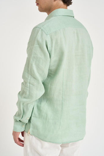 Camicia uomo in lino verde acqua - 4