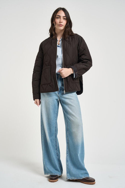 Bomber donna trapuntato marrone - 1