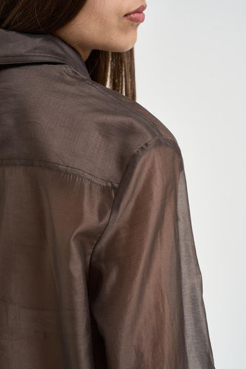Camicia donna semitrasparente marrone - 5