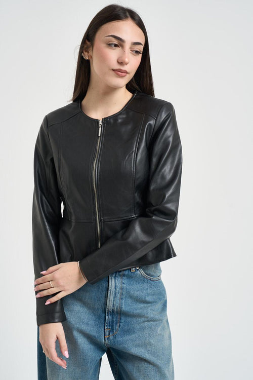 Giacca donna in ecopelle nera