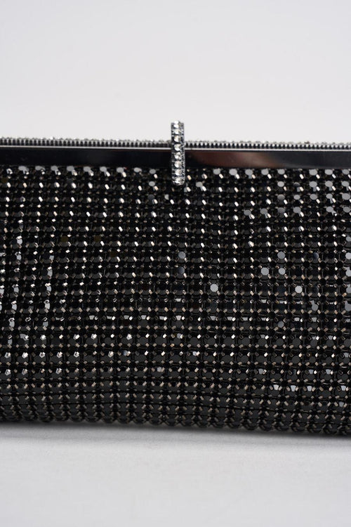 Borsa donna clutch con strass nera - 2