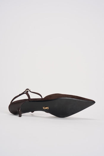 Slingback donna in suede marrone - 9