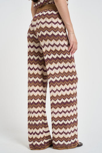Pantaloni donna fantasia zig zag multicolor - 3
