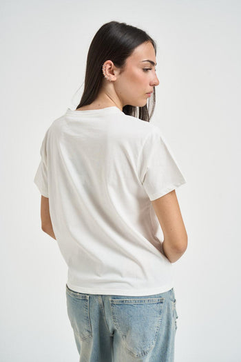 T-shirt donna con scritta bianca. Modello a maniche corte - 3