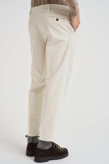 Pantalone uomo dritto in velluto panna - 4