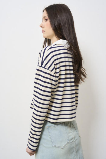 Polo donna blu a righe - 5