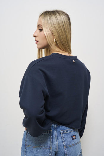 Women's cropped sweatshirt blue - 3