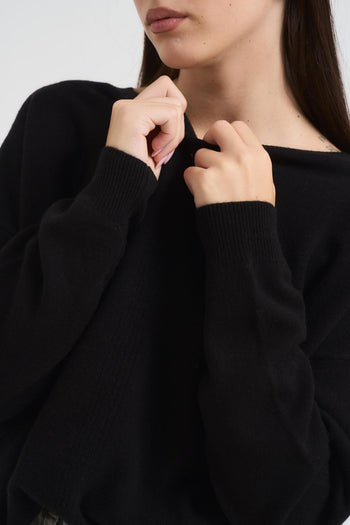 Maglia over donna scollo a barca nera - 3