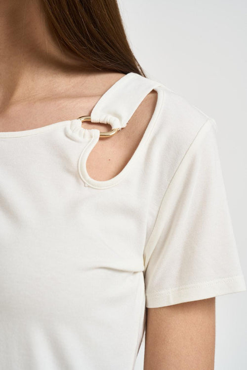 T-shirt donna girocollo bianca - 2