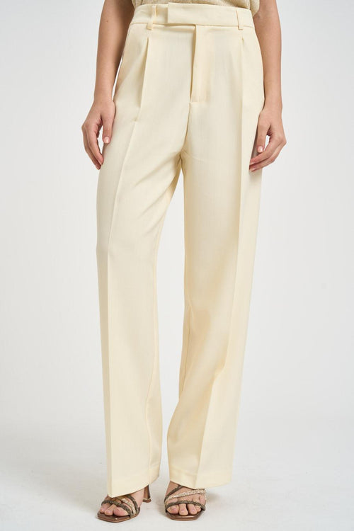 Pantalone donna a gamba dritta giallo pastello
