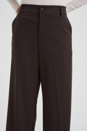 Pantalone donna a palazzo marrone - 6