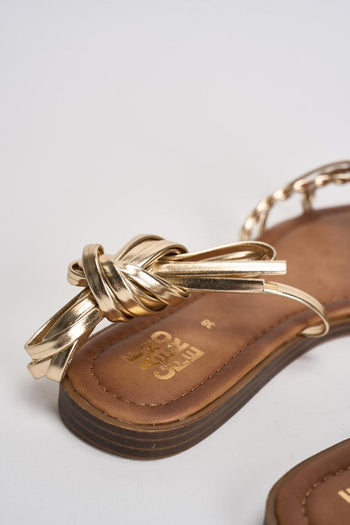 Sandalo donna flat intrecciato oro - 7