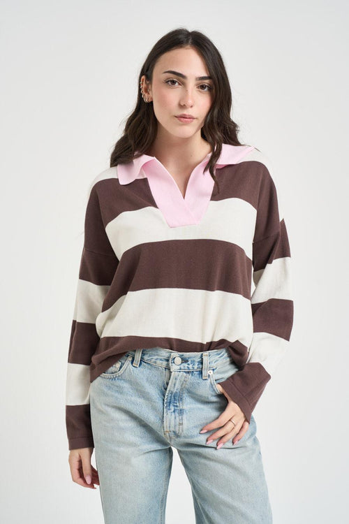Polo donna in maglia a righe - 1