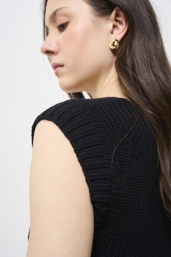 Women's black knitted vest - 5