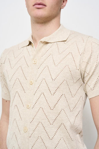 Polo uomo traforata beige - 3